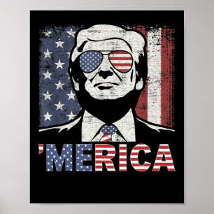 Trump Happy 4th Of July Trump American Flag  Poster