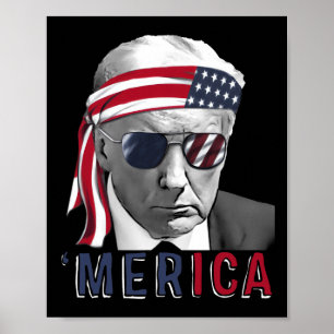 Trump Happy 4th Of July Trump American Flag Usa  Poster