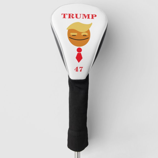 Trump Happy Face with Tie, 47 Golf Head Cover (Front)