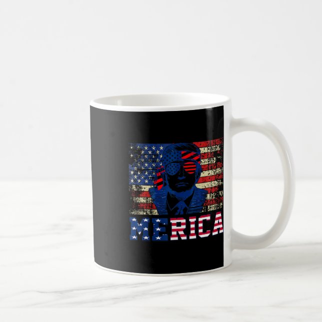Trump Happy Fourth 4th Of July Trump American Flag Coffee Mug (Right)