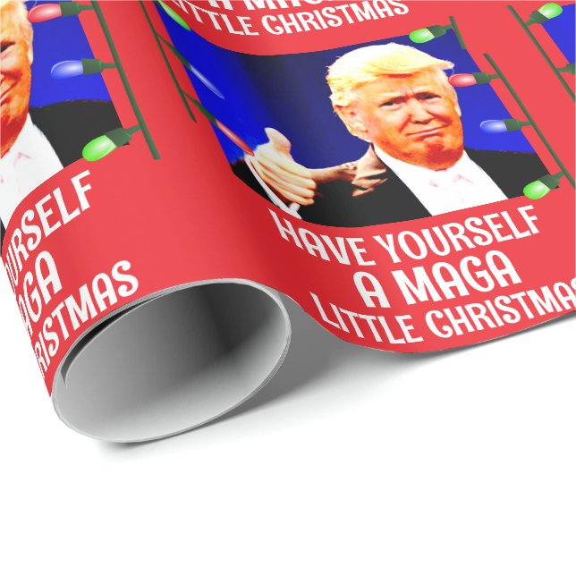 TRUMP HAVE A MAGA LITTLE CHRISTMAS Wrapping Paper (Roll Corner)