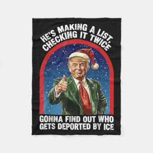 Trump He Making List Checking Illustration Fleece Blanket