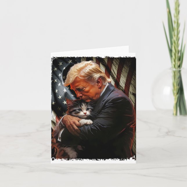 Trump Holding Cats Merry Christmas Festive Funny  Card (Front)