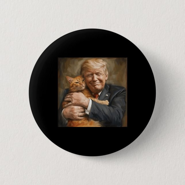 Trump Hugging An Orange Cat 2024  6 Cm Round Badge (Front)