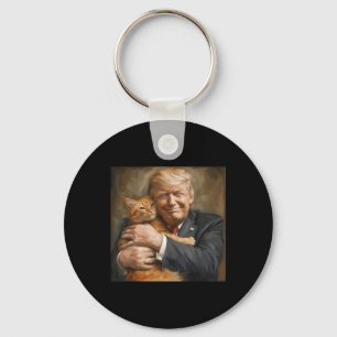 Trump Hugging An Orange Cat 2024  Key Ring