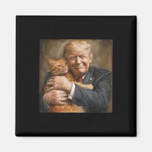 Trump Hugging An Orange Cat 2024  Magnet