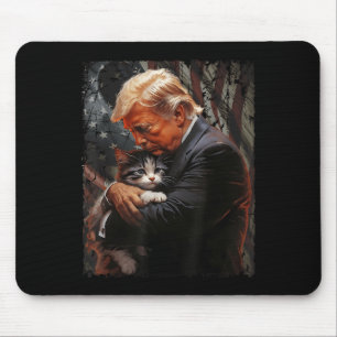 Trump Hugging An Orange Cat 2024 Make Cats Safe Ag Mouse Pad