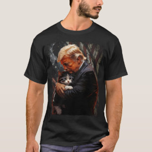 Trump Hugging An Orange Cat 2024 Make Cats Safe Ag T-Shirt