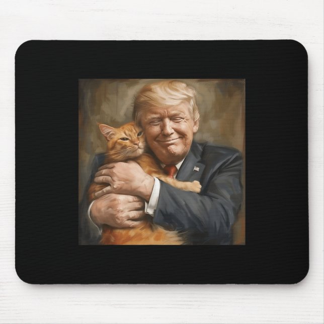 Trump Hugging An Orange Cat 2024  Mouse Pad (Front)