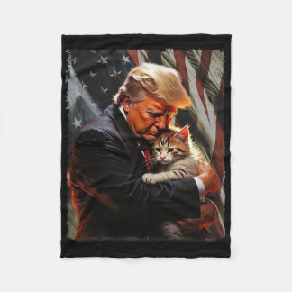 Trump Hugging An Orange Cat 2025 Make Cats Safe Ag Fleece Blanket