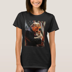 Trump Hugging An Orange Cat 2025 Make Cats Safe Ag T-Shirt