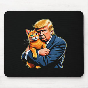 Trump Hugging Orange Cat Funny 2025 Election Meme Mouse Pad