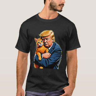 Trump Hugging Orange Cat Funny 2025 Election Meme  T-Shirt