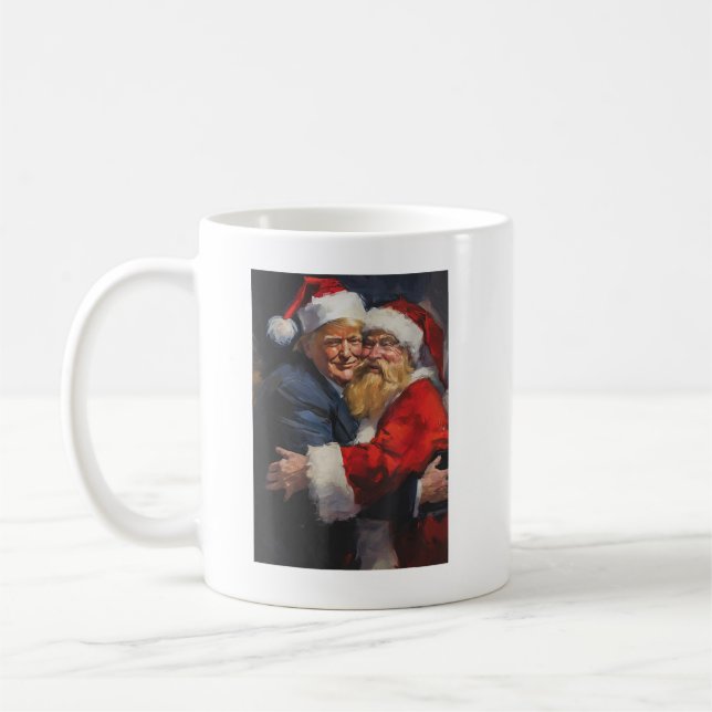 Trump Hugging Santa Christmas Funny Trump Xmas Coffee Mug (Left)