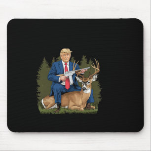 Trump Hunting Deer Funny Beer Drinking Beer Mouse Pad