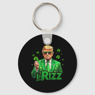 Trump I'm Rizz St Patricks Day Lucky Shamrock Irel Key Ring