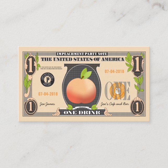 Trump Impeachment Party Promotional Coupon (Front)