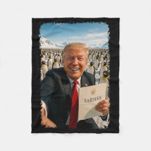 Trump Imposing Tariff On Penguin Ironic Politics M Fleece Blanket