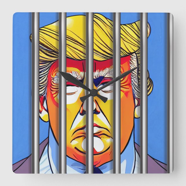 Trump in Jail Acrylic Wall Clock, Square  Square Wall Clock (Front)