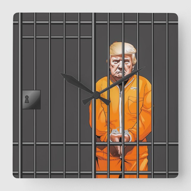 Trump in Jail Acrylic Wall Clock, Square  Square Wall Clock (Front)
