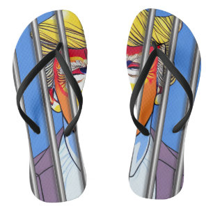 Trump in Jail Adult Flip Flops (Slim Straps) 