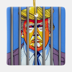 Trump in Jail Ceramic Square Ornament 