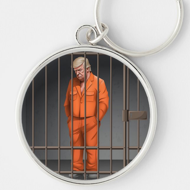 Trump in Jail Round Keychain (Front)