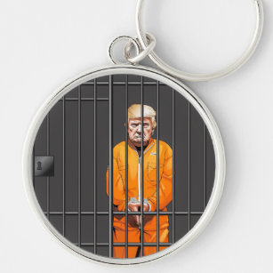 Trump in Jail Round Keychain