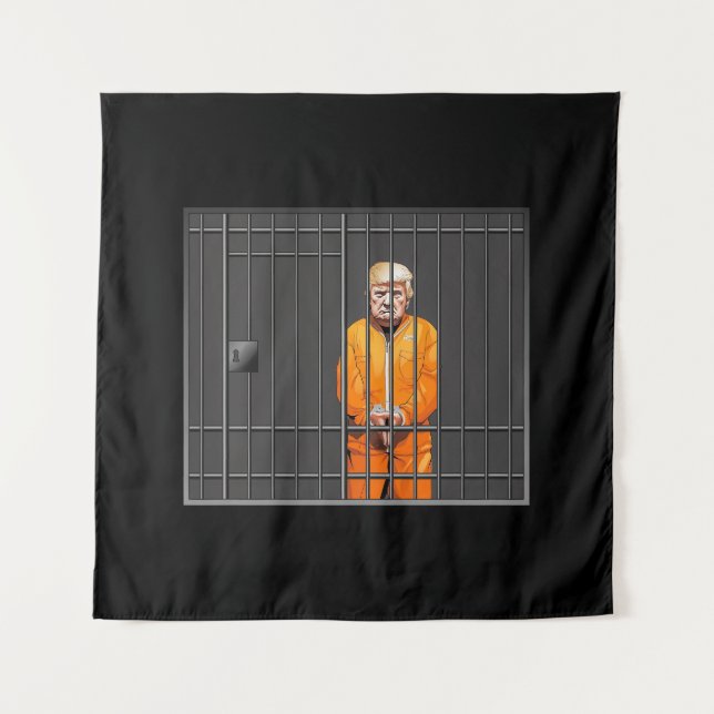 Trump in Jail Square (57" x 57") Tapestry  (Front)