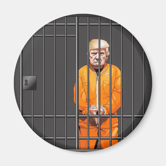 Trump in Jail Standard, 2¼ Inch Circle Magnet  (Front)