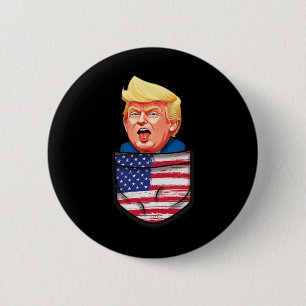 Trump In Pocket Usa Flag Funny Trump 2024 Patriot 6 Cm Round Badge