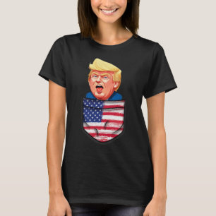 Trump In Pocket Usa Flag Funny Trump 2024 Patriot  T-Shirt