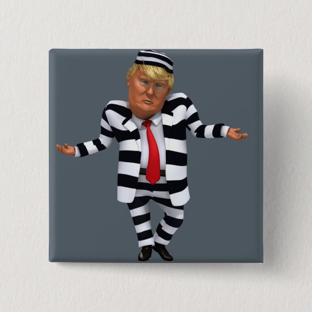 Trump in Prison Wear 15 Cm Square Badge (Front)