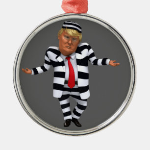Trump in Prison Wear Metal Ornament