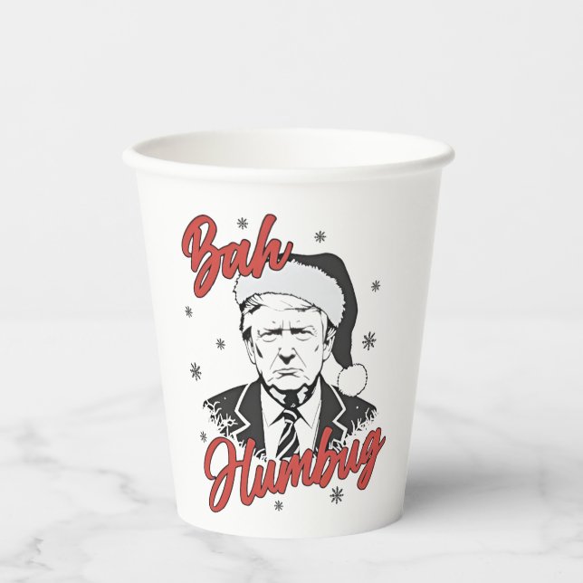 Trump Inauguration Day Christmas Santa bah humbug Paper Cups (Front)