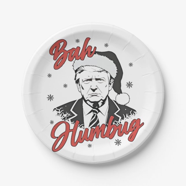 Trump Inauguration Day Christmas Santa bah humbug Paper Plate (Front)