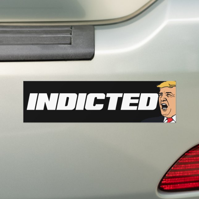 Trump Indicted Lock Him Up Anti-Trump Bumper Sticker (On Car)