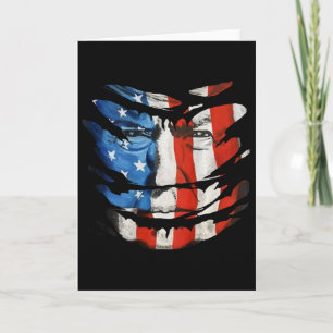Trump Is A National Hero Us Tear Flag Face Trump ( Card