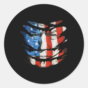 Trump Is A National Hero Us Tear Flag Face Trump ( Classic Round Sticker