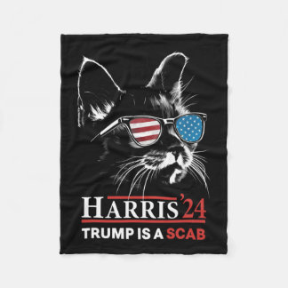Trump Is A Scab Vote Harris Vheimer Cat Lady 1 Fleece Blanket