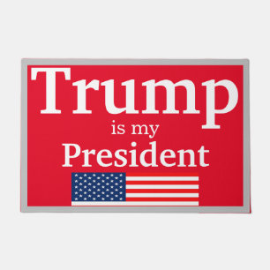 Trump is My President American Flag in Red Doormat