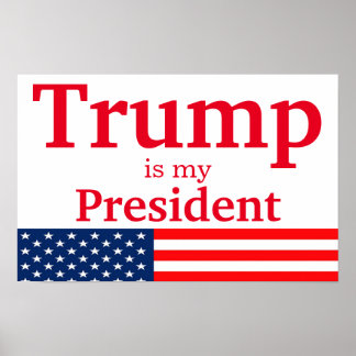Trump is My President White with American Flag Poster