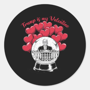Trump Is My Valentine Funny Trump Coquette Bow Hea Classic Round Sticker