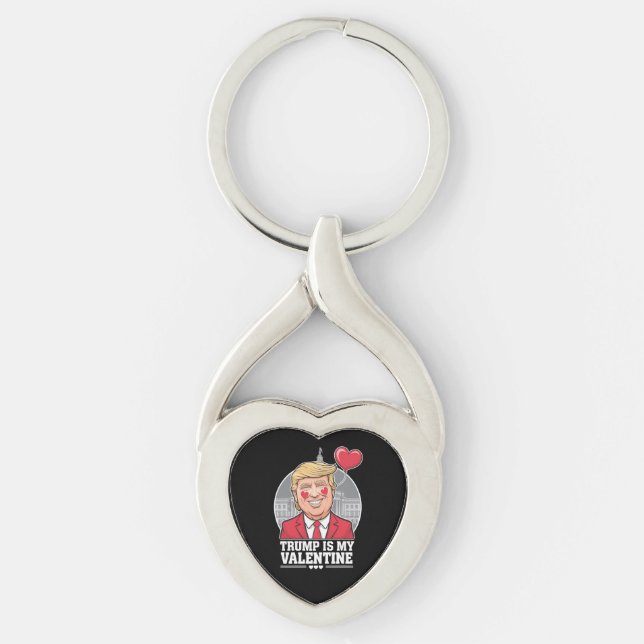 Trump is My Valentine Retro Valentines Day  Key Ring (Front)