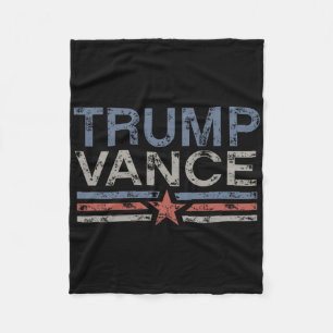 Trump Jd Vance 2024 Retro Stripe Trump Vance 2024  Fleece Blanket