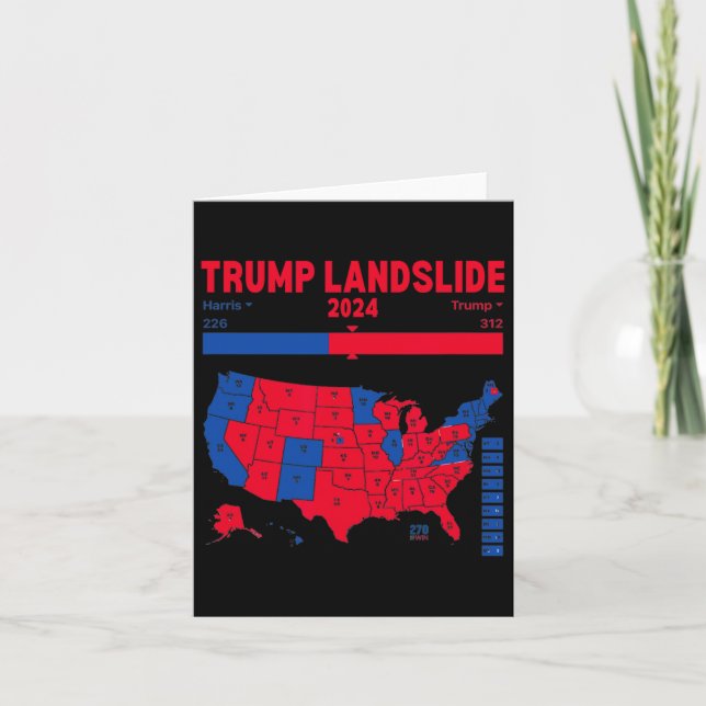 Trump Landslide 2024 Electoral Map 312 Winning Map Card (Front)