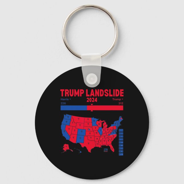 Trump Landslide 2024 Electoral Map 312 Winning Map Key Ring (Front)