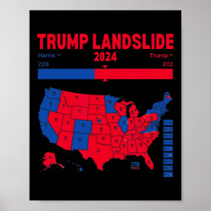 Trump Landslide 2024 Electoral Map 312 Winning Map Poster