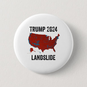 Trump Landslide Election Map 2024 Funny Pro Trump 6 Cm Round Badge