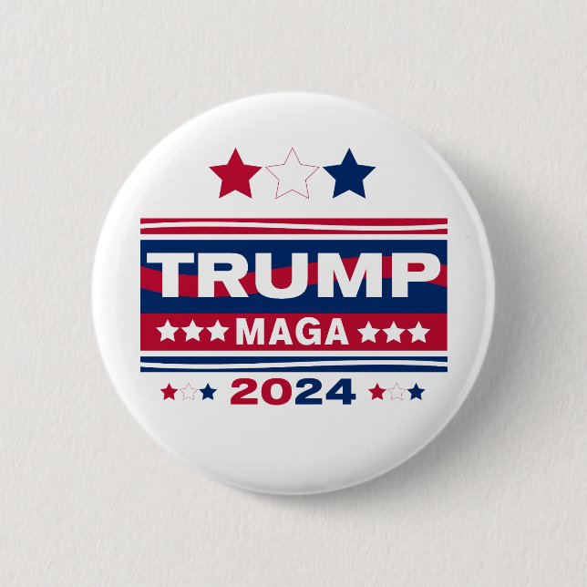 TRUMP~MAGA~2024 6 CM ROUND BADGE (Front)